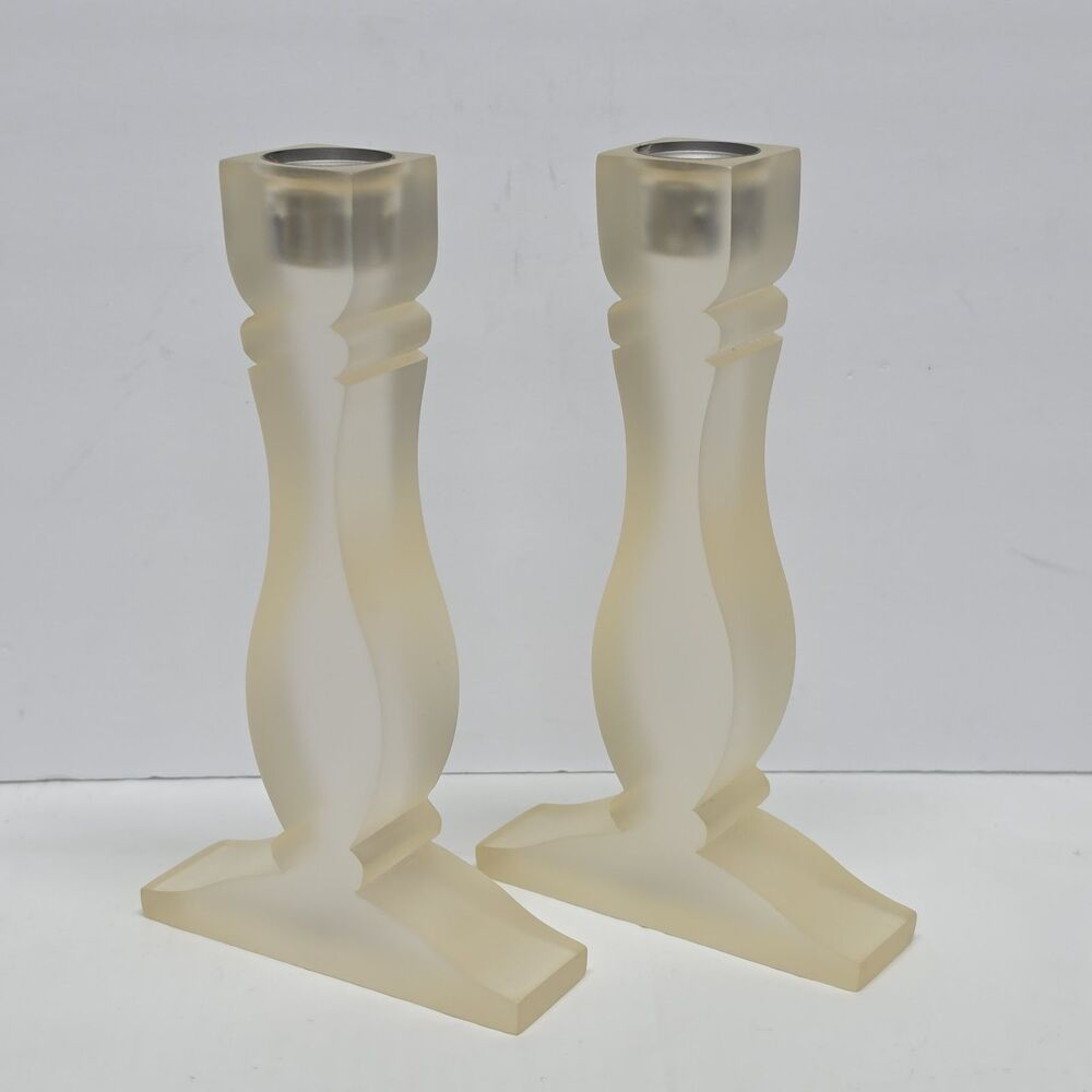Vintage Frosted Resin Acrylic Candle holder Set Postmodern Decor Memphis Style
